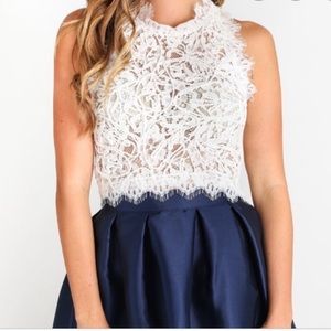 A.Peach Lace Crop Top